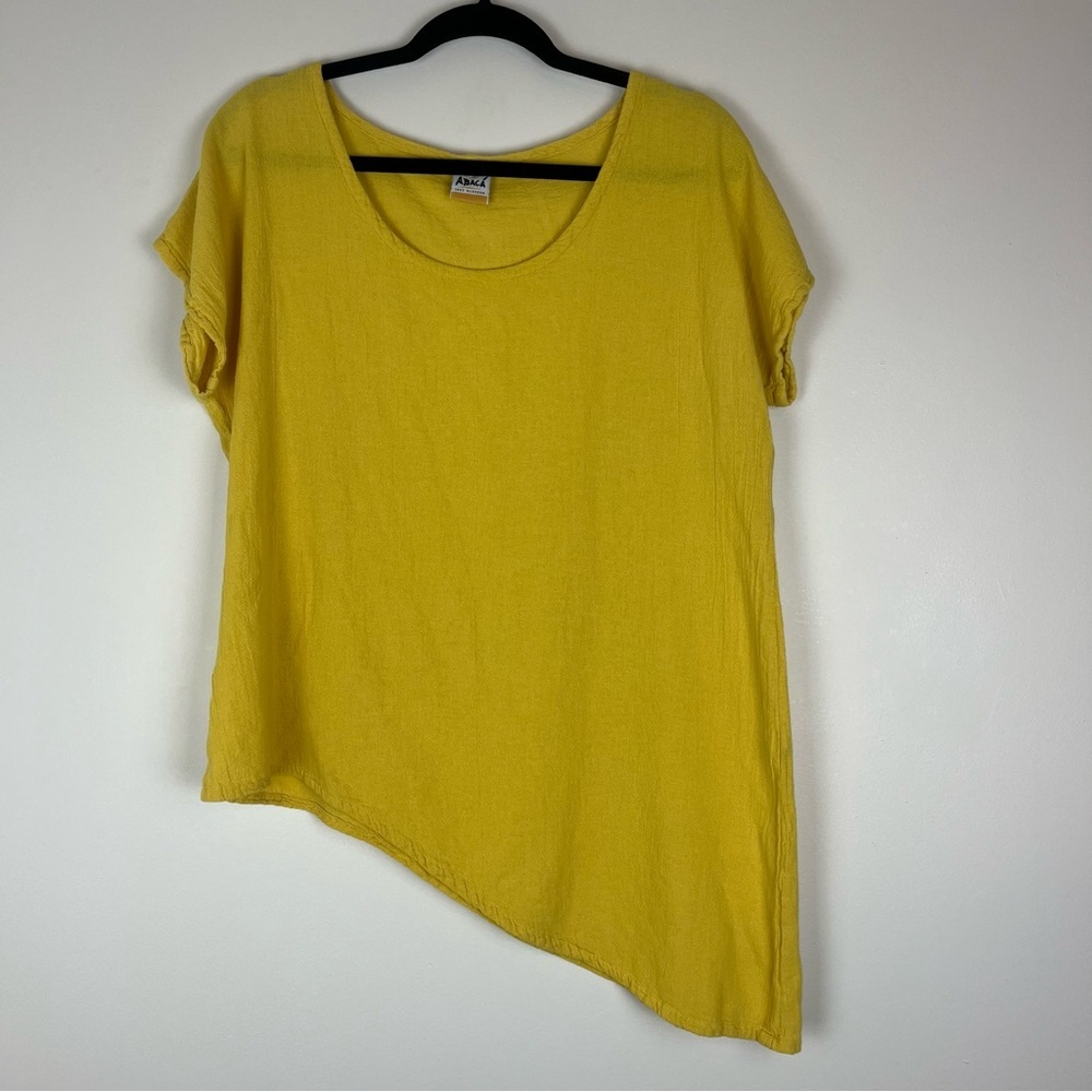 ABACA Yellow Gauzy Cotton Asymmetrical Hem Tee size 1 (S/M)